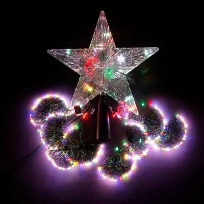 250 LED Electric Curtain Fairy Light RGB Color Changing Twinkle Star Christmas Tree Lights with Star Topper