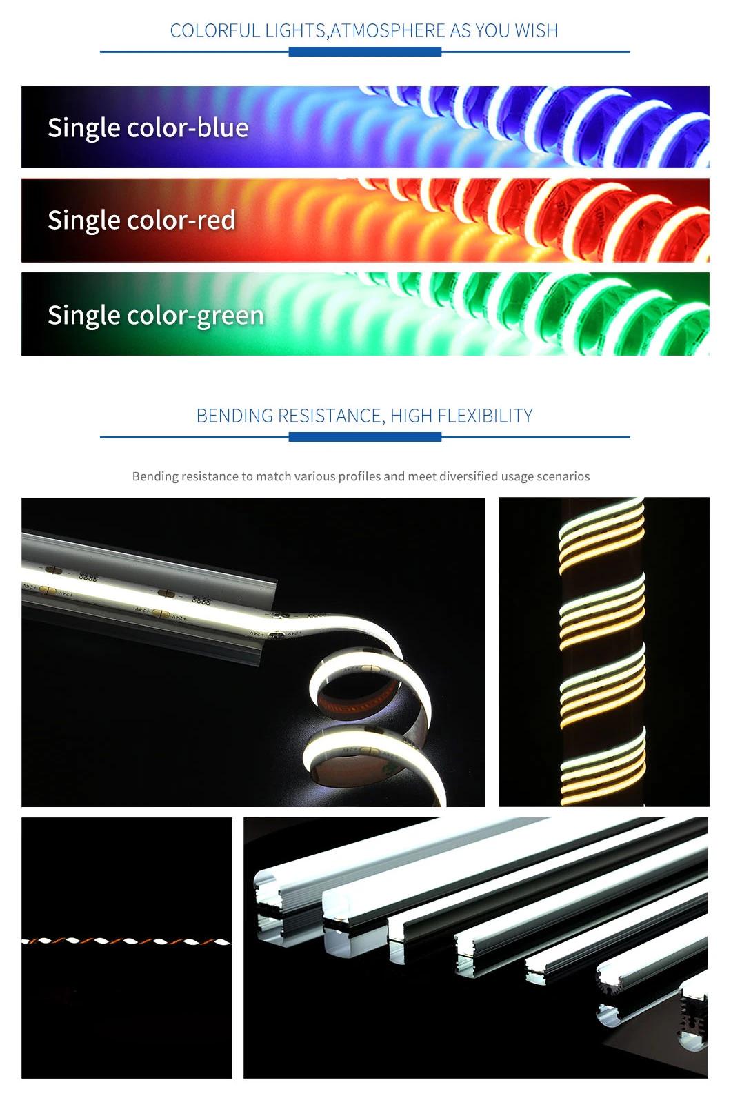 Utra Thin 24V Flexible Rope Light Cuttable 12W 512LED/M LED COB Strip Tape Flexible Ribbon Light