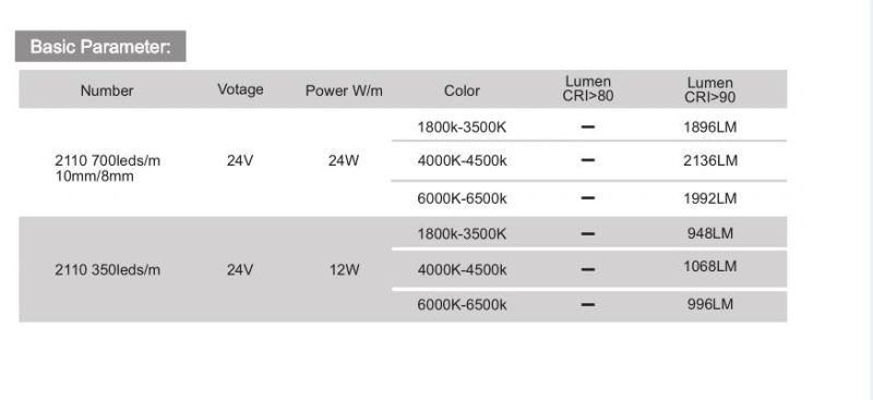 SMD2110 336LEDs/M DC12V / 24V High Brightness LED Strip Warm/White Double Row Strip