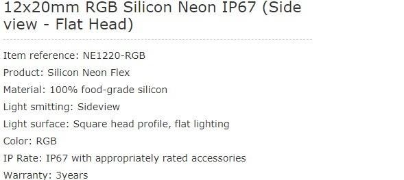 2020 Hot Sell Ne1220 Side-View IP 67 Waterproof Stremline-RGB/Rgbcct LED Flex Neon for Project