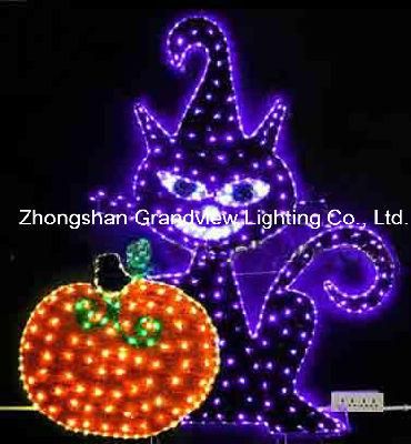 2D LED Pumpkin and Cat Halloween Decoration Light