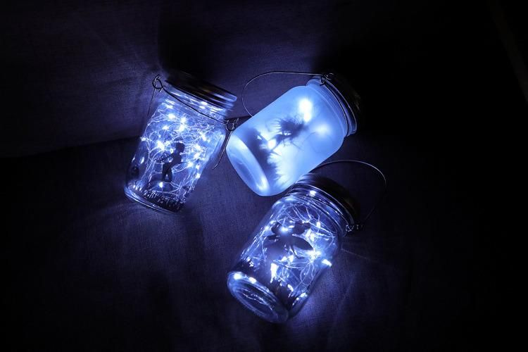 LED Solar Garden Decorative Lights Frosted Elf Jar Mason Jar Lights Fairy Lights