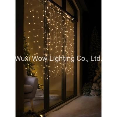 300 Multi Function LED Low Voltage Connectable Curtain Light String Warm White Christmas Lights