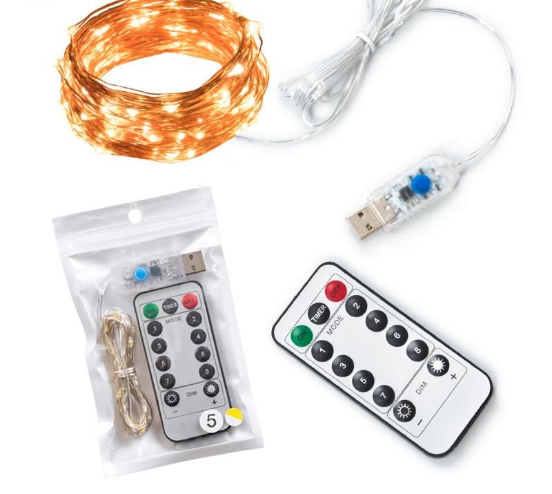 USB Port Remote Control LED String Christmas Lights for Decoration