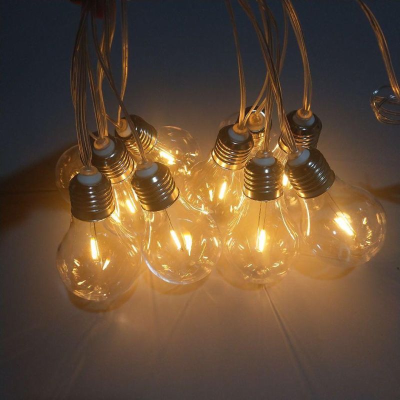 10 Warm White LED A60 Filament Bulb Festoon Party Lights