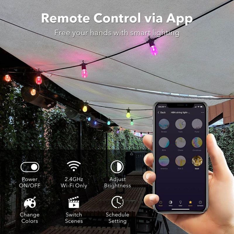 Bluetooth Dimmable Commercial Patio Cafe Backyard Garden Lights Outdoor Patio Lights String