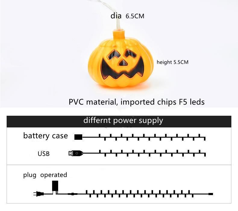 Battery Powered Halloween Decoration Pumpkin LED String Light