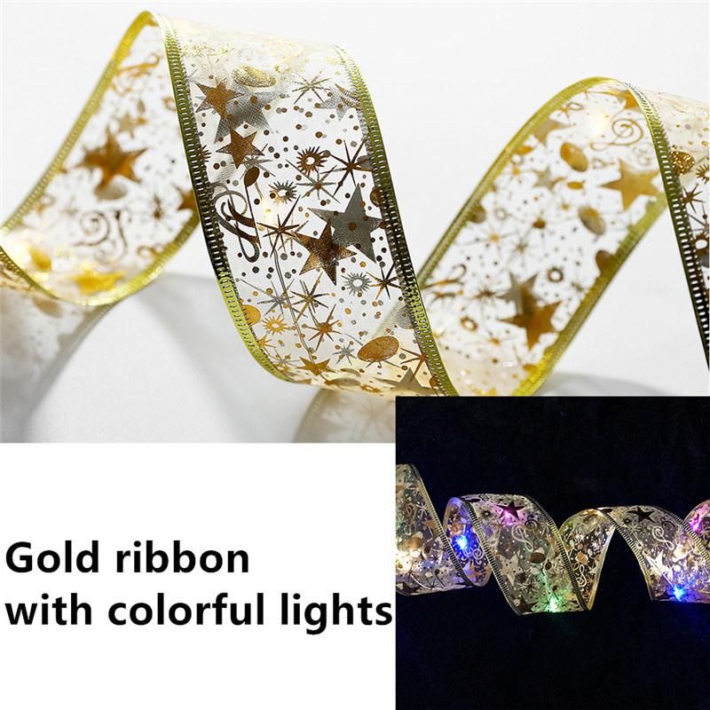 2022 Christmas Decoration LED Ribbon Bows Lights Christmas Tree Ornaments