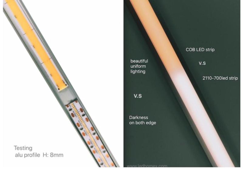 High Density COB Strip LED Kit Touch Dim PWM Dimmer 8mm Strip LED Lights