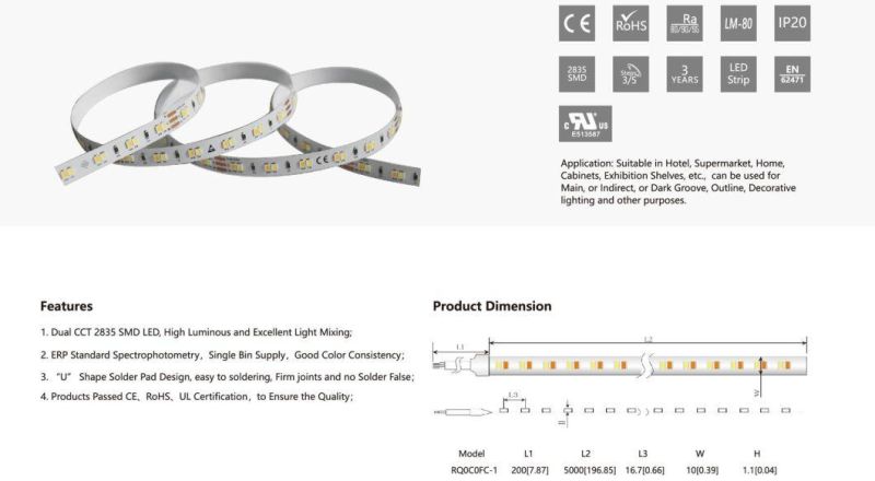 3 Years Warranty Dual CCT 2835 SMD LED Strip Lights