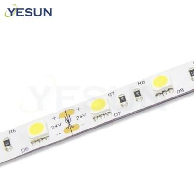 Hot Sale DC12V/24V 14.4W/M 60LEDs/M SMD5050 IP20/IP65 with CE &RoHS LED Flexible Strip