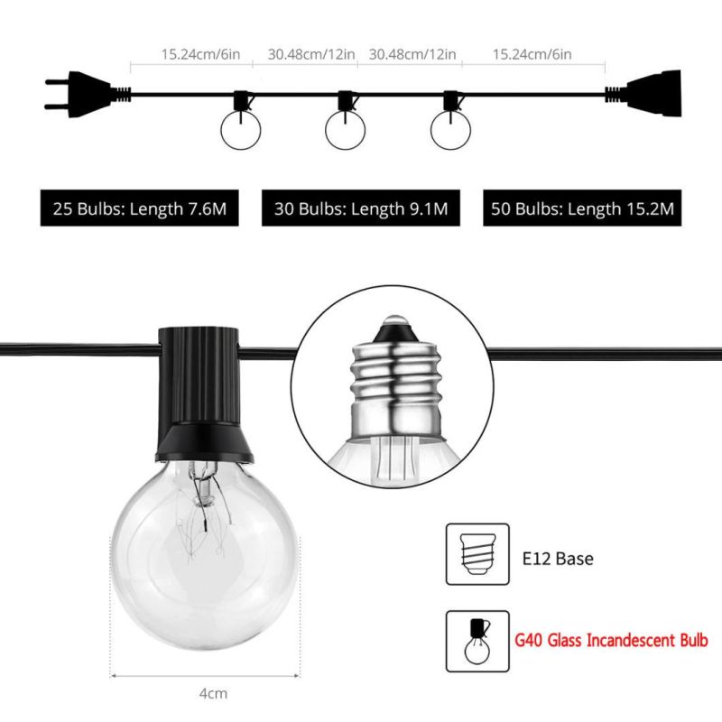 Fairy Lights String Lights Glass Incandescent Bulbs for Christmas Decoration