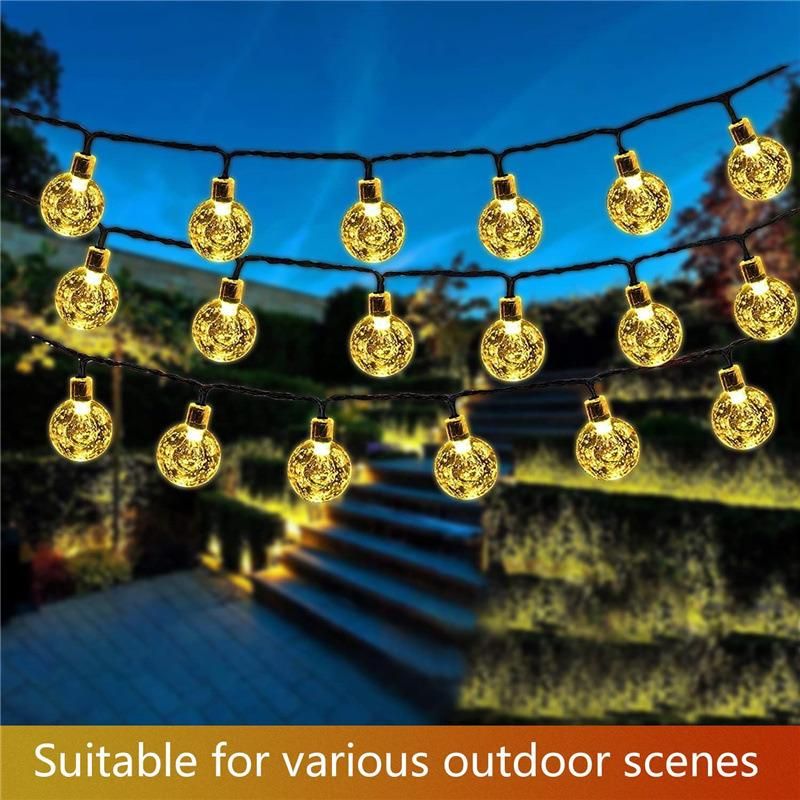 Waterproof LED Solar String Lights for Outdoor Garden Party Christmas Decor with 3 Modes