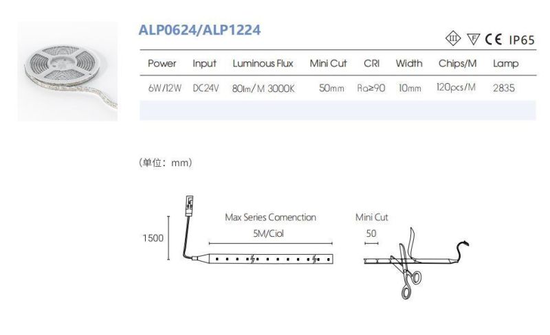 High Brightness SMD2835 Flexible LED Light Strip 120LEDs/M