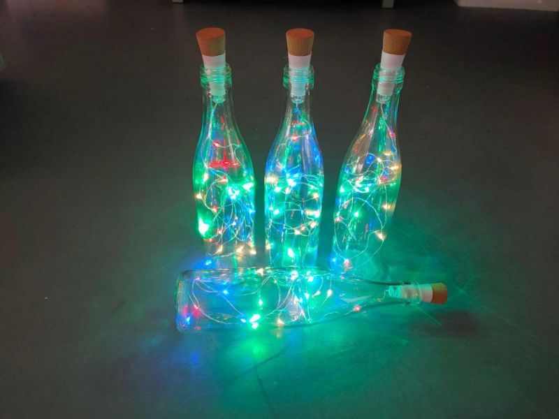 2m LED Wine Bottle Lights USB Cork String Light Battery Powered Garland Lighting with Multi-Color LED Light