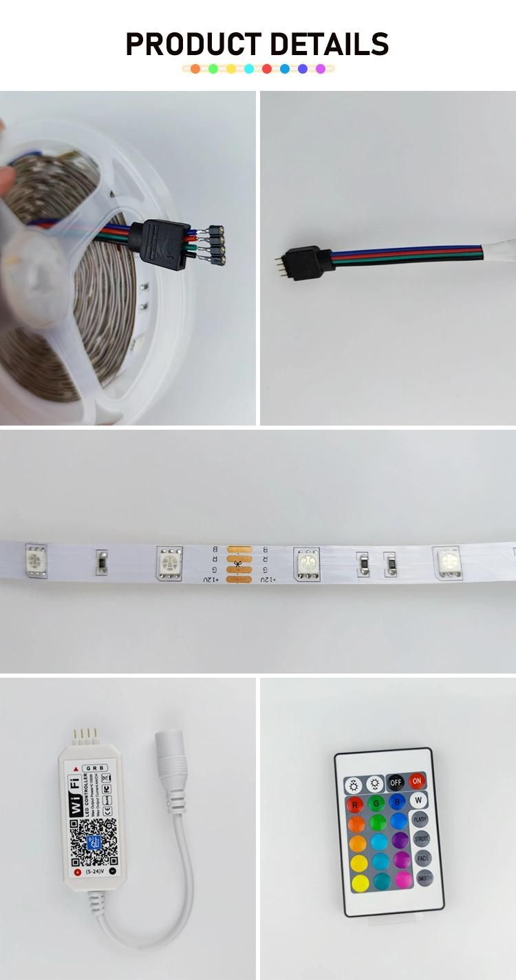 Wholesale Custom Smart Indoor Flexible 5m 5050 30LEDs RGB Waterproof LED Strips Lights for Home Bed Room