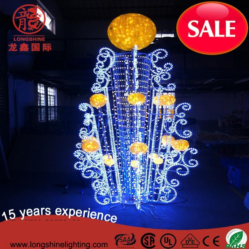 LED 2.5m PVC Yellow Sphere Motif Rope Christmas Light for Outdoor Decoration