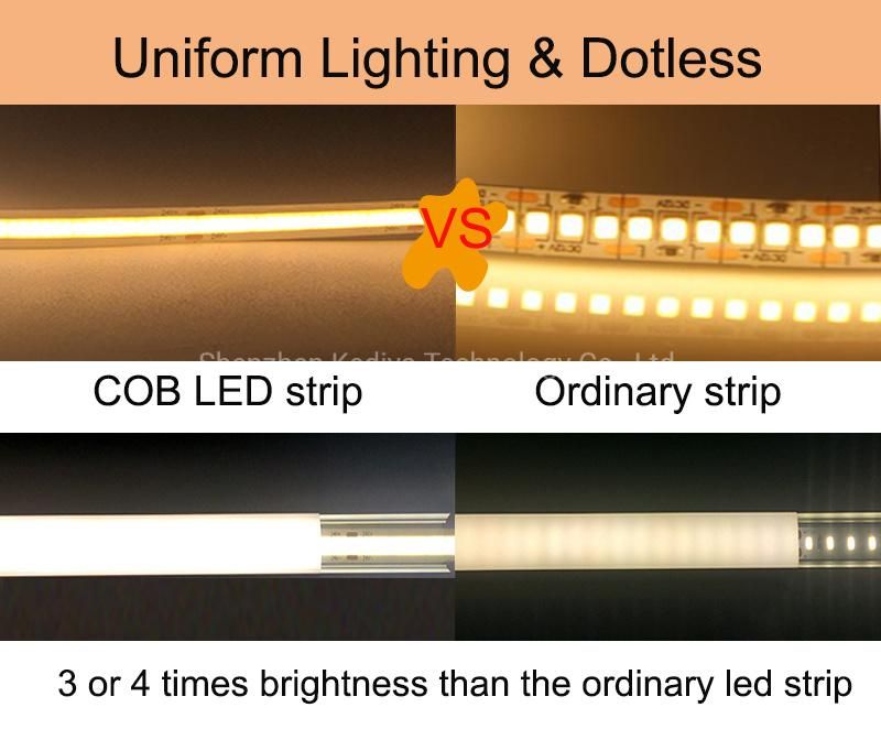 China Factory No Light Point Dotless COB RGB LED Light Strip 10mm DC24V DC12V Fob RGB Strip Light for Decoration