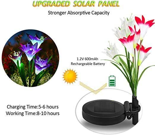 Solar Garden Stake Lights Multi-Color Changing Lily Solar Flower Lights for Patio