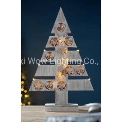 Star and Heart Christmas Tree Table Decoration Wood - White