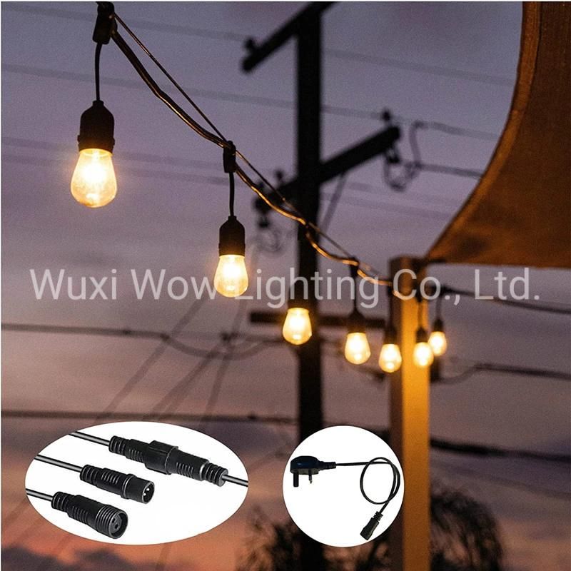 150FT S14 Outdoor String Light Garden Lights Mains Powered Waterproof IP65 with 45+5 Plastic LED Bulbs Warm White 2700K