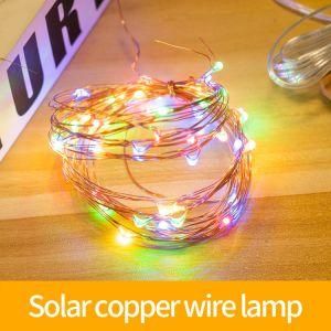 Solar Light String Outdoor Waterproof Silver Wire LED Copper Solar Lamp for Christmas Holidays Decoration