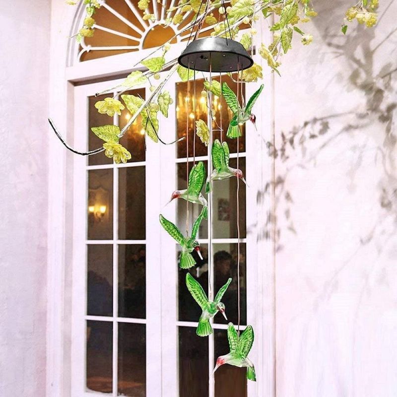 Wind Chime, Solar Hummingbird Wind Chimes, Color Changing Waterproof Outdoor Dé Cor, Home Yard Garden Decorations Wyz18486