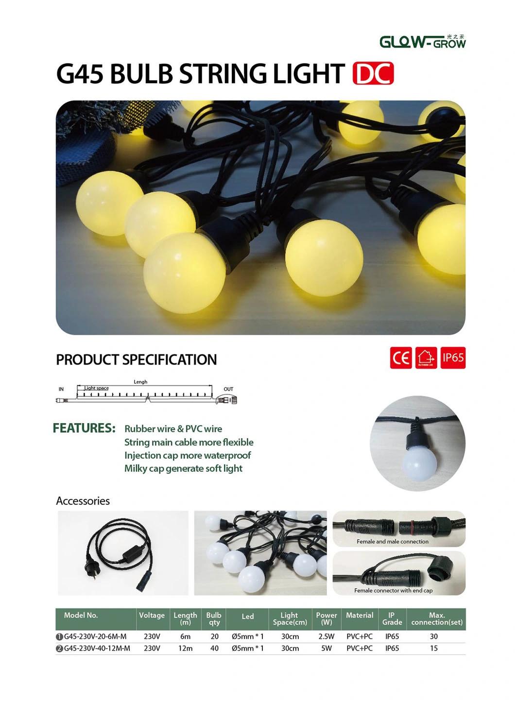 Connectable IP65 Christmas LED Globe Festoon String Light for Fence Decoration