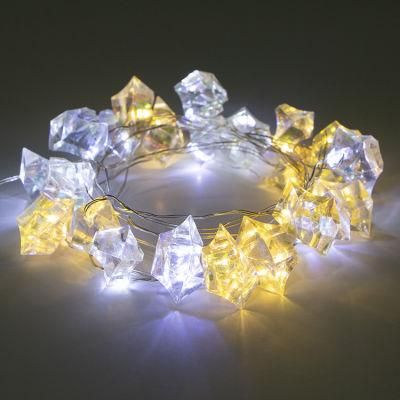 Battery Operat LED String Light Plastic Crystal Fairy String Light for Christmas Holiday Decor