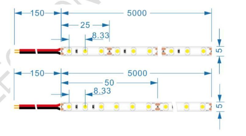 Non-Waterproof 5mm Ultra Narrow FPC DC12V/DC24V 120 LEDs/Meter 3528 Flexible LED Strips