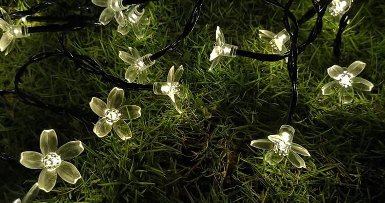 Solar Garlands Light 5m 7m 12m Peach Flower Solar Lamp Power LED String Fairy Lights Garden Wedding Decor for Outdoor