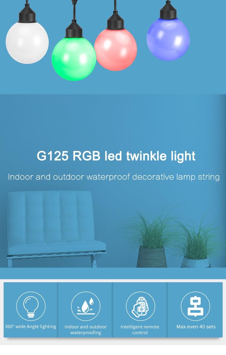 12FT LED G125 Globe String Lights Outdoor Patio String Lights
