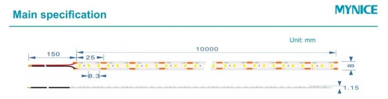 120LEDs 10m Per Roll Long Cascade Flexible LED Strip