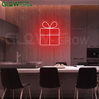 Custom Red Christmas Gift Box Neon Flex Rope Light LED Neon Sign for Wedding Home Party Xmas Decoration