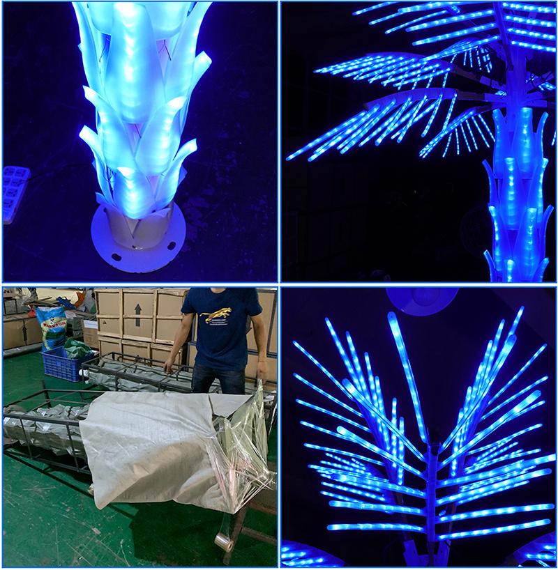 Metal Trunk Rustproof Blue Color LED Coconut Palm Tree Lights