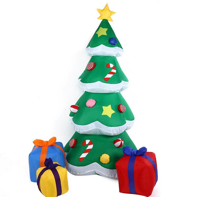 Lighted Christmas Inflatable Green Tree with Multicolored Gift Boxes and Star Indoor Outdoor Garden Yard Party Prop Decoration