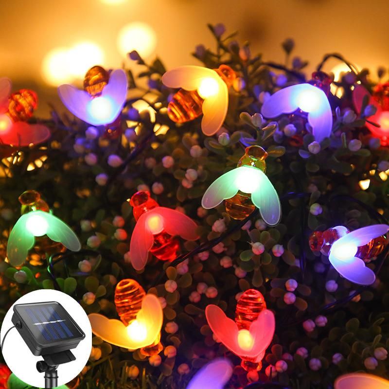 Solar Powered String Lights, Honeybee LED Lights, Waterproof Fairy Decorative Lights for Outdoor