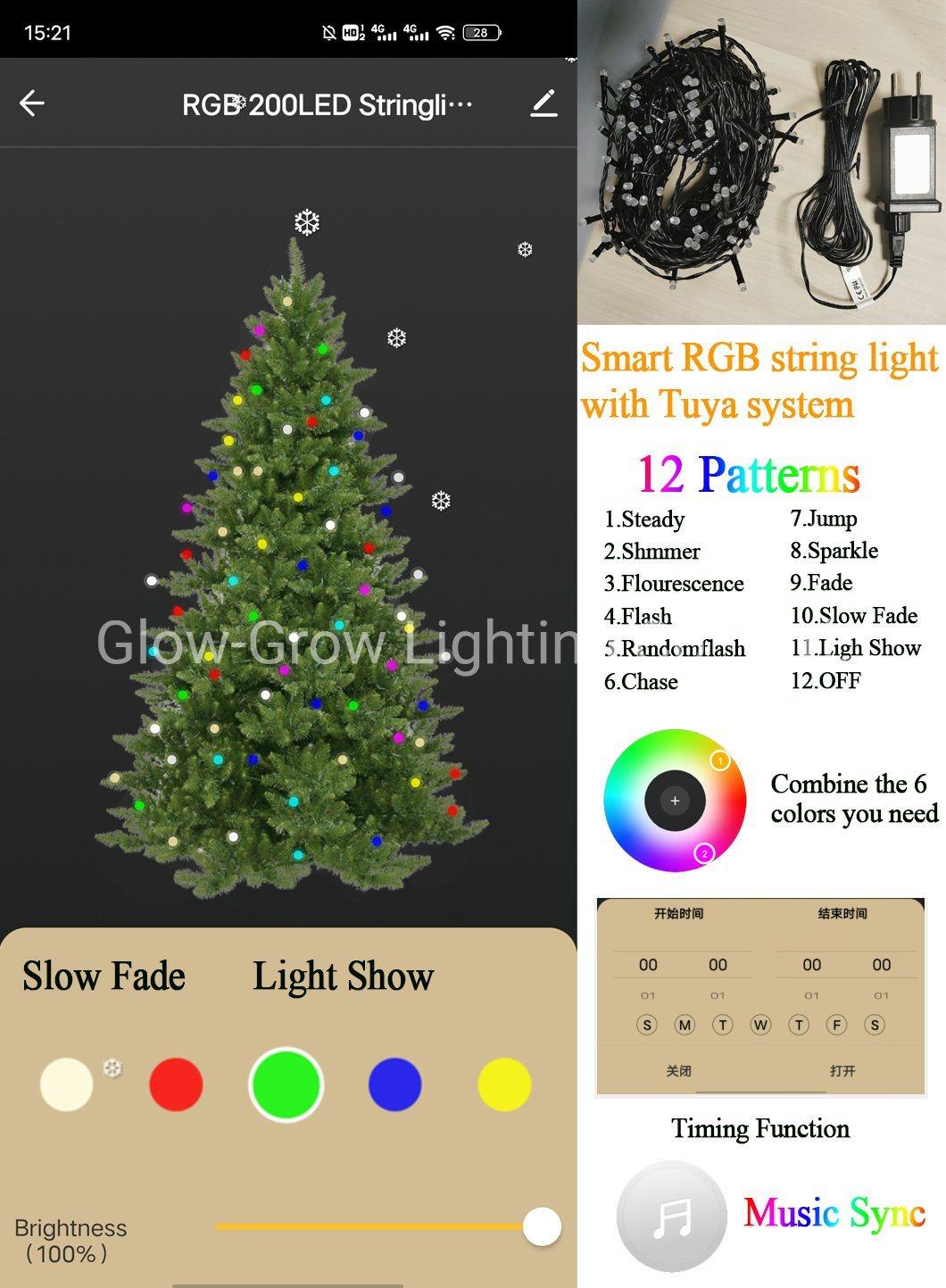 Magic Color Christmas Light String Tuya Smart LED Light Fairy with Remote Control Outdoor RGB Sync Waterproof Home Tree Holiday Wedding Decoration