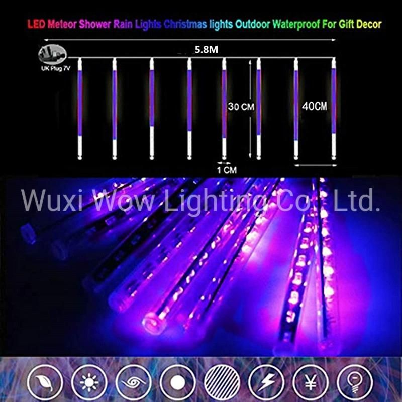 Meteor Lights 192 LED Falling Snowfall Lights Meteors Shower Rain Lights 30cm 8 Tubes Cascading Light for Christmas Tree Wedding Party Garden Home Decoration