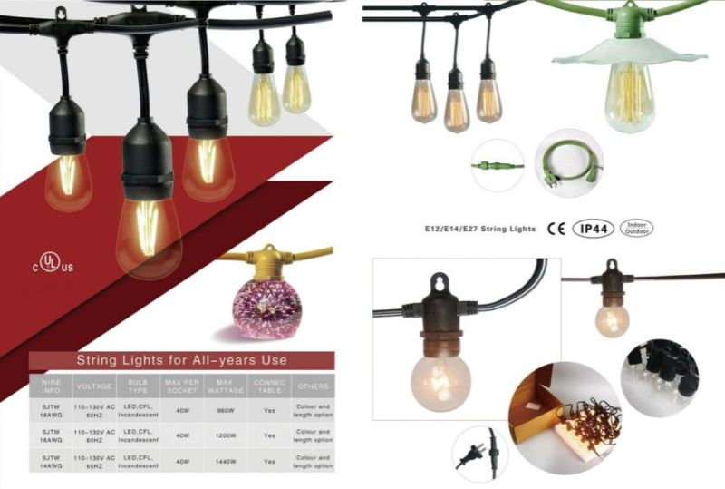 S14 LED Edison Bulbs Light Replacement for Outdoor String Light E27