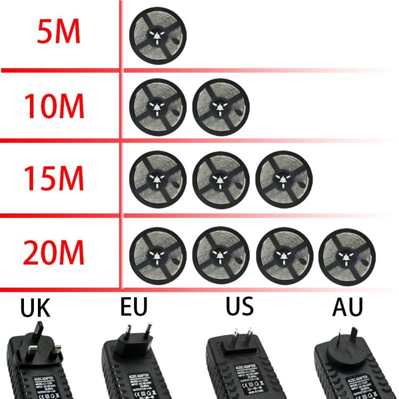 LED Strips Lights Bluetooth Iuces RGB 5050 SMD 2835 Waterproof WiFi Flexible Lamp Tape Ribbon Diode DC12V 5m 10m 15m 20m Color