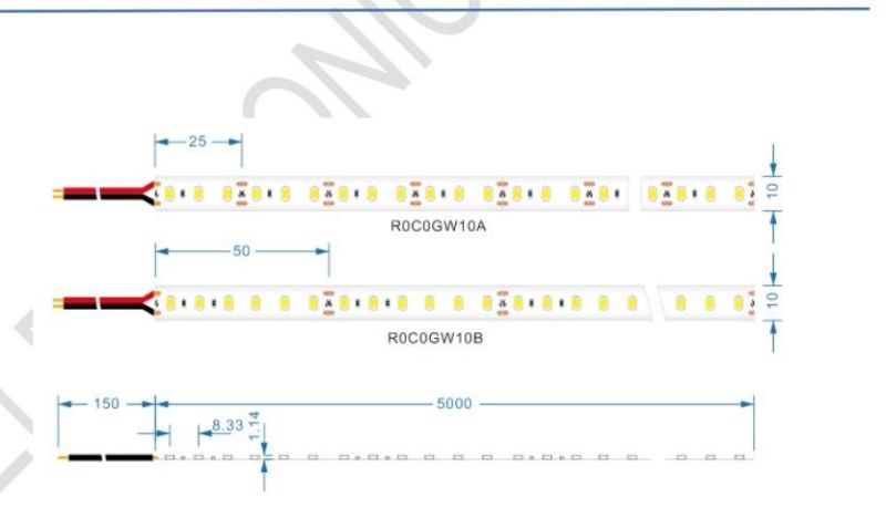 DC12V 14.4W 10mm 100lm/W LED Flexible Tape Light Strip