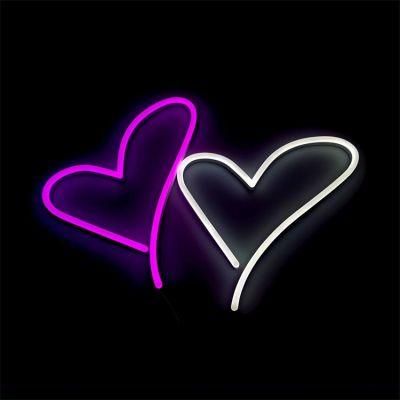Drop Shipping Warm Decorative LED PVC Silicon Lighting Sign Acrylic Custom Home Love Heart Neon LED Sign Logo