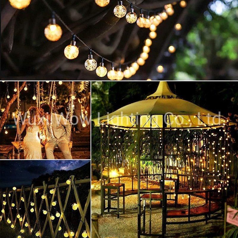 36FT Solar Garden Light Outdoor Waterproof 60 LEDs Crystal Ball String Lights 8 Modes Decorative