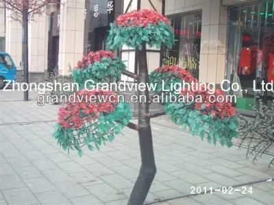 Beautifull LED Red Flower &amp; Green Leaves Ball Cherry Tree Lights