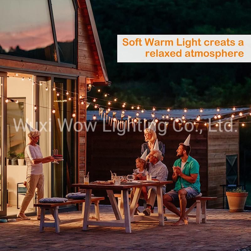 Outdoor Light Mains Powered 48FT LED S14 Garden Festoon String Lights Patio Fairy Lights Weatherproof Dimmable for Garden