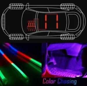 4PCS 31inch Color Chasing LED Evenglow Strip Lights for Boat Car Audio RV Truck with Bluetooth 4-Zones Controller