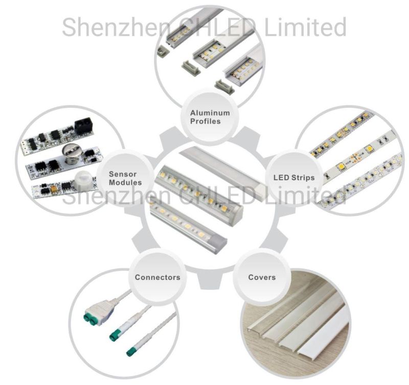 Anodized 6063 T5 Series LED Aluminium Extrusion Profiles Linear Light for Construction/Decoration/Industrial