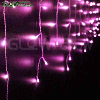 2.5*0.7m 100LEDs 7.2W IP65 Waterproof 6/4/7/3 PCS LEDs Repeat Pink LED Fairy Icicle Light for Christmas Wedding Holiday Outdoor Decoration