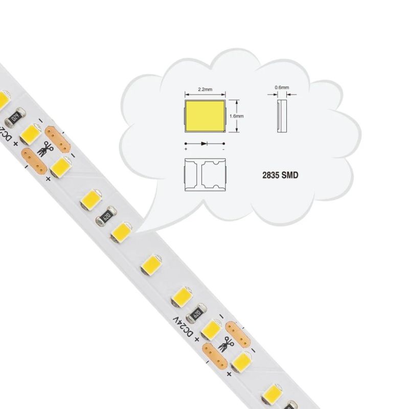 8mm PCB 5years Warranty SMD2835 LED Strip Light 120LEDs/M CRI90